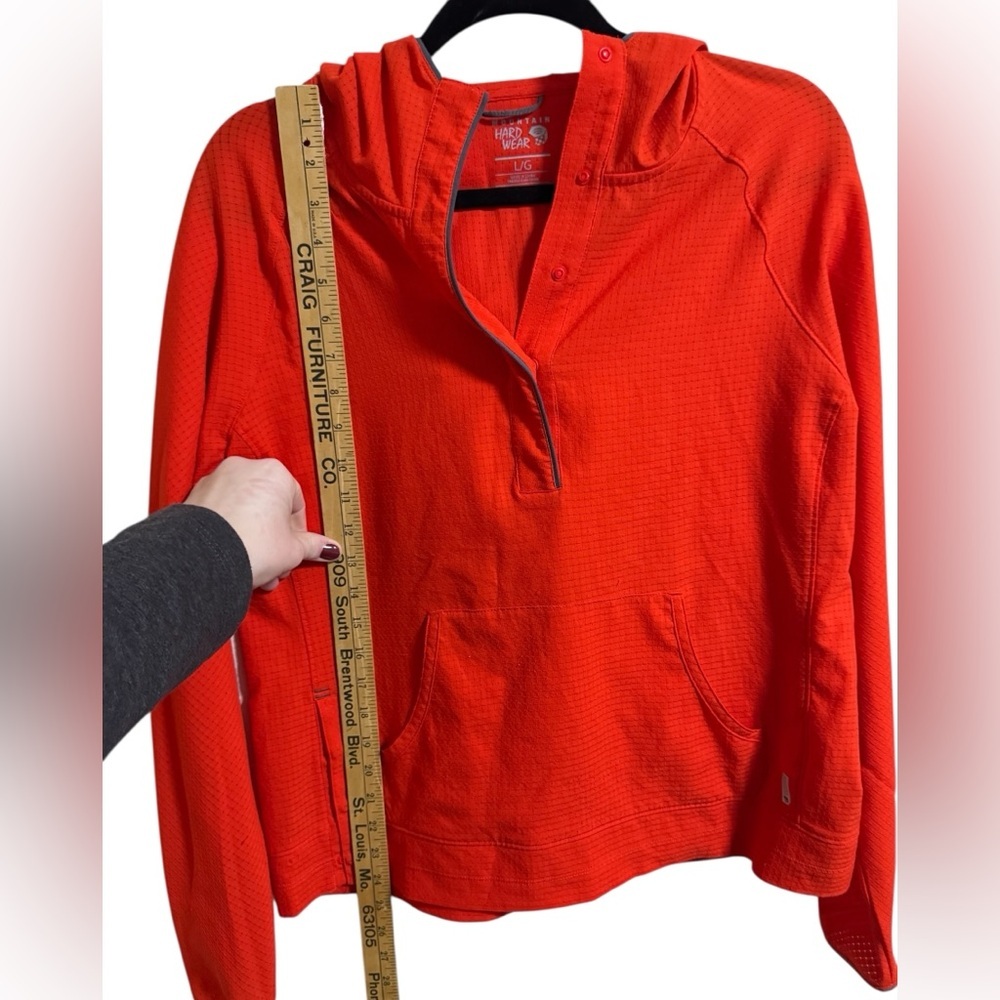 Mountain Hardwear Orange Grid Fleece Pullover Hoodie L Snap Side Activewear - Picture 4 of 10